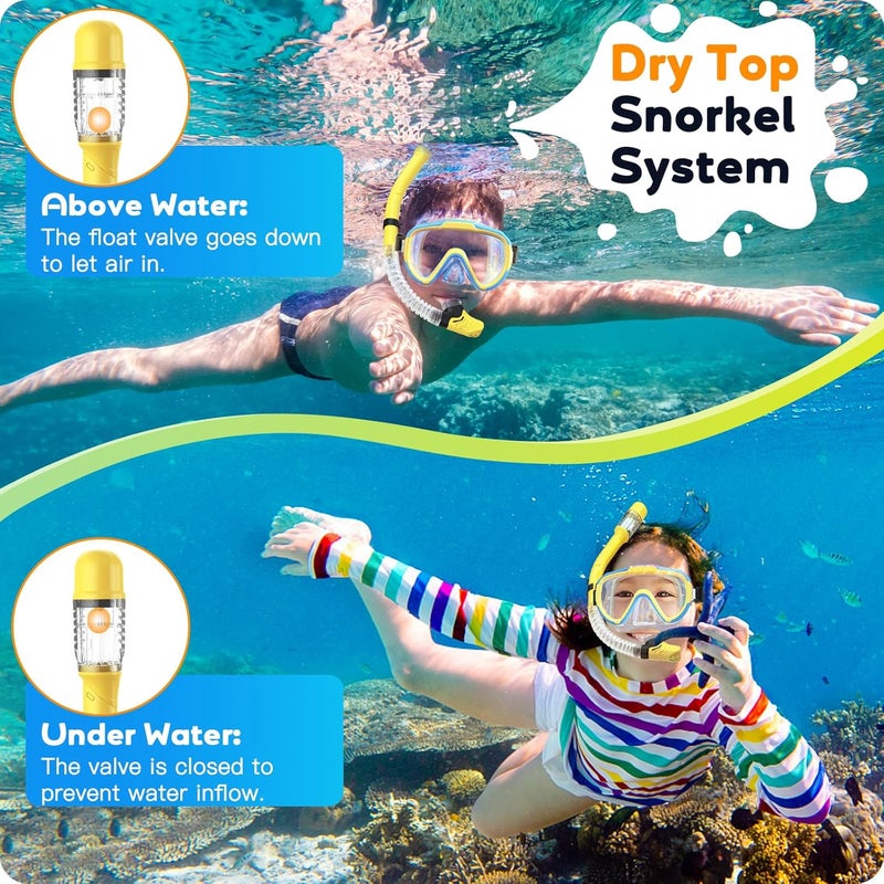 Seovediary Kids Snorkel Set, Anti-Fog Panoramic Tempered Glass Kids Snorkel mask, Anti-Leak Scuba Diving Mask with Mesh Bag, Dry Top Snorkeling Gear for Kids and Youth Age 4-16 - Image 5